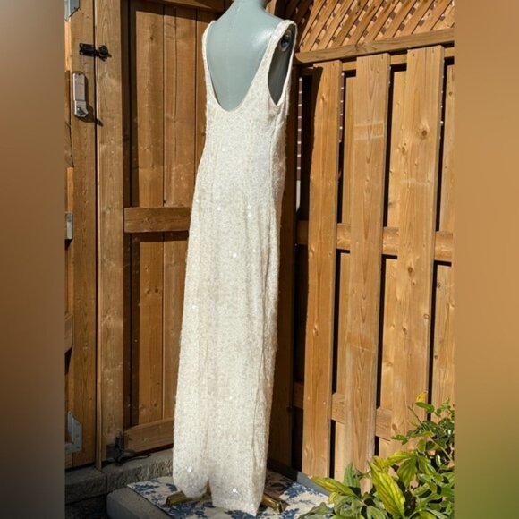 🆕 SIMKHAI 🧿 NWOT Bex Sequined Embellished Maxi Dress, Ivory - Sz US 10 - Picture 9 of 14